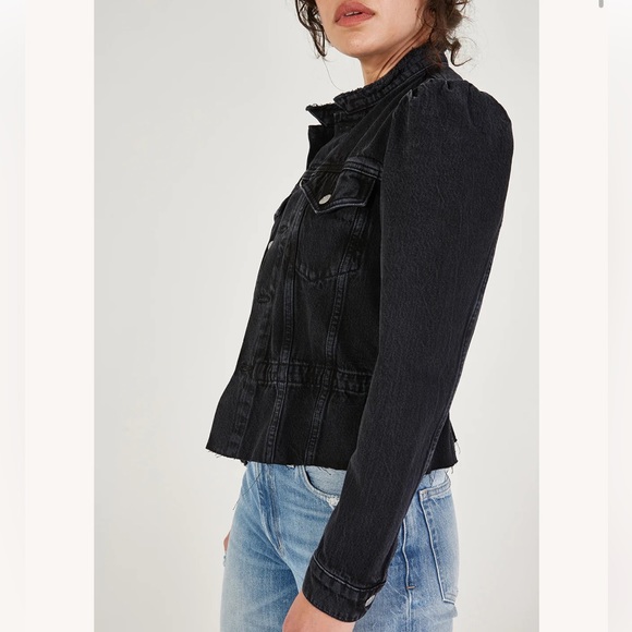 ETICA Remi Reconstructed Jacket Puff Sleeve Jean Jacket Black - Picture 3 of 11